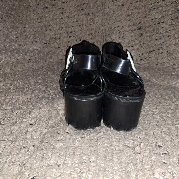 JUJU BABE-Heeled Jelly Sandals-Black-UK 7-US 9-Excellent - Picture 6 of 8